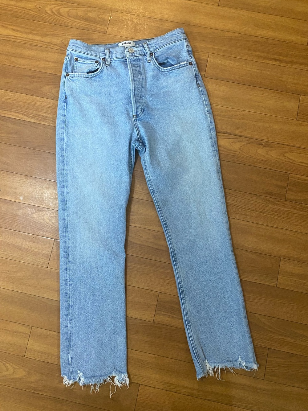 Agolde Light Blue High-Rise Straight Jeans
